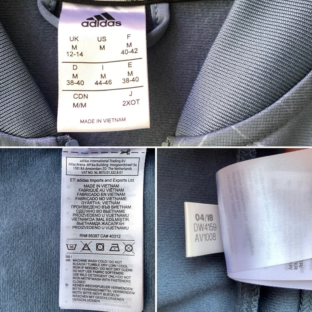 Adidas Blue & Gray Floral Embossed Track Jacket - Picture 8 of 8